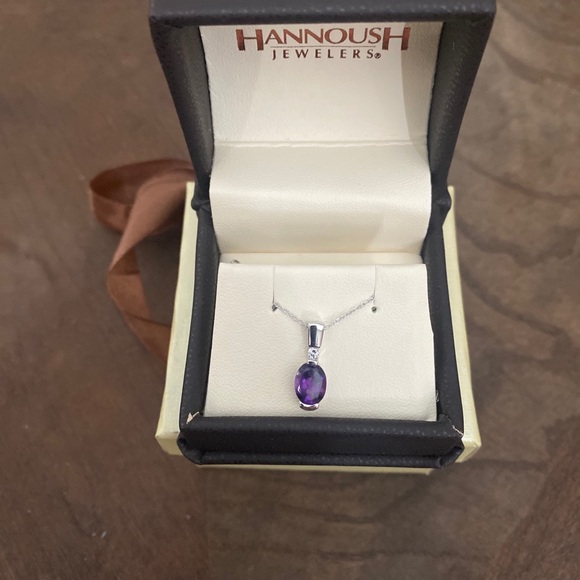 Amethyst and diamond necklace - Picture 3 of 4
